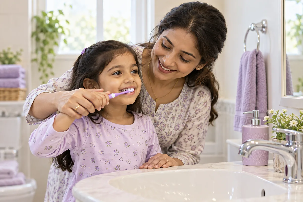 Children's dental treatments and preventive care illustration