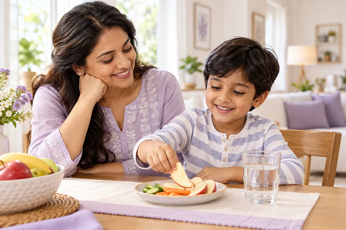 Child dental care and healthy brushing habits illustration