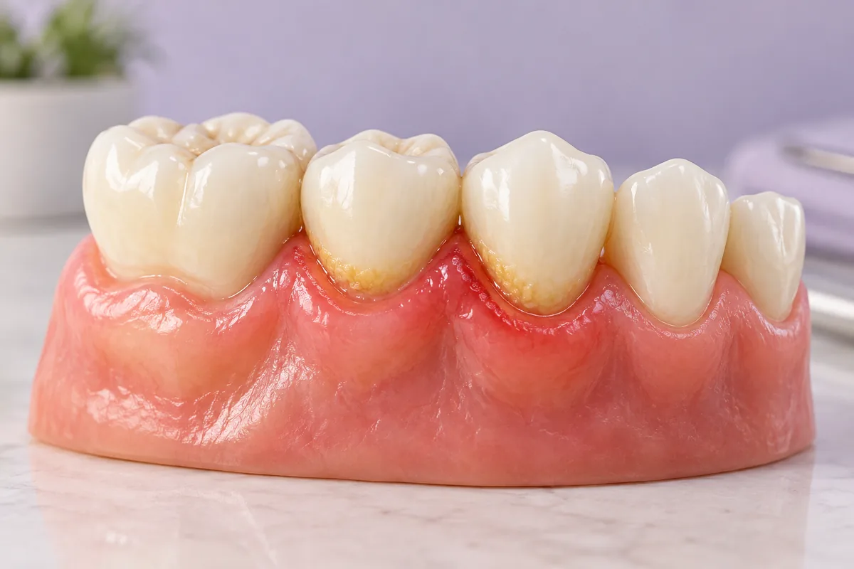 Illustration of healthy gums and gum disease